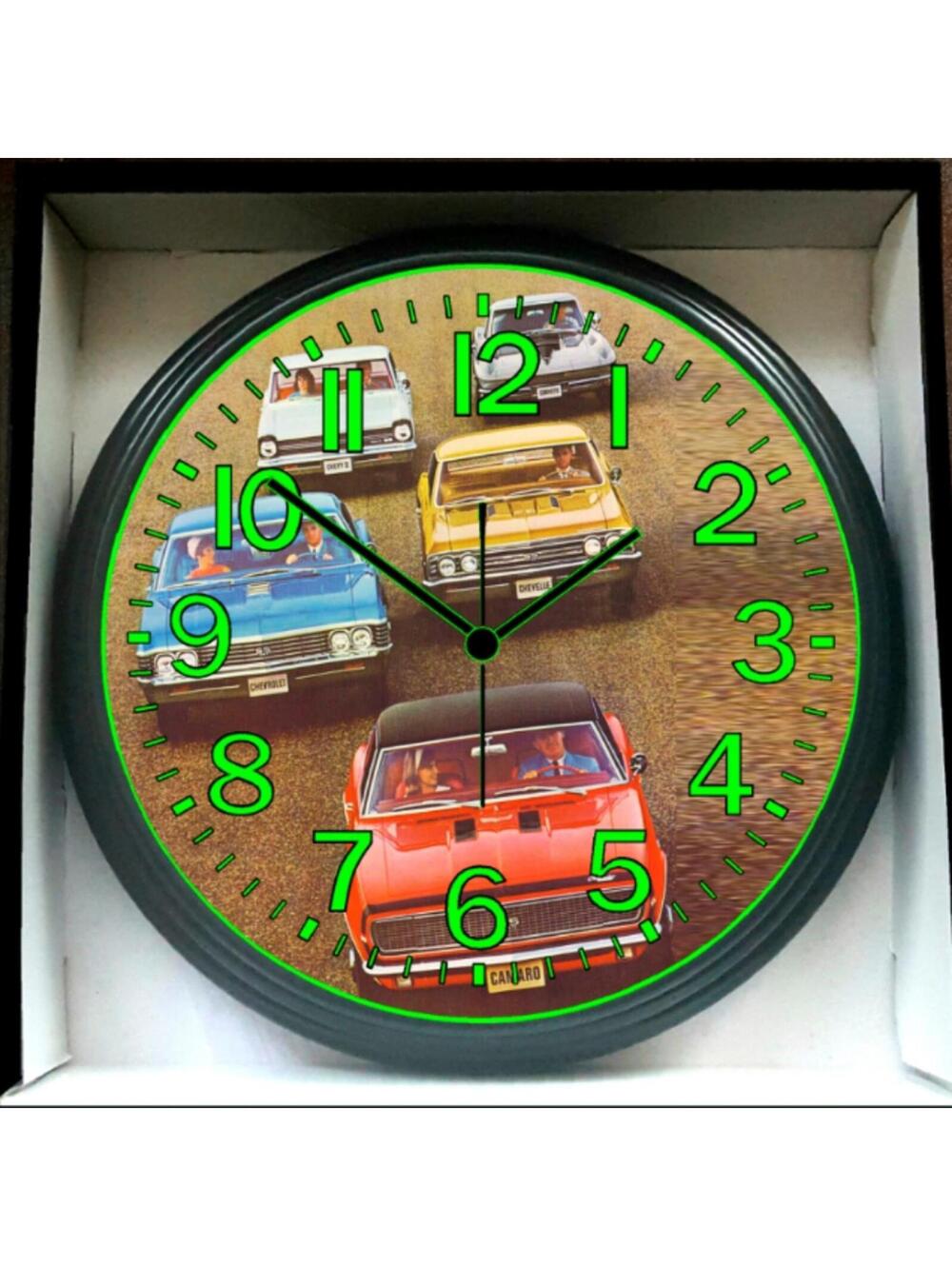 1960s Chevy Chevrolet Camaro Chevelle Corvette Nova Glow In The Dark Wall Clock